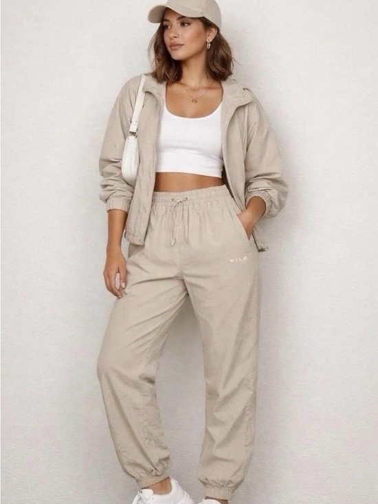 Wilo The Label Pants - Wilo The Label Neutral Tan Beige Drawstring Jogger Pants for Women